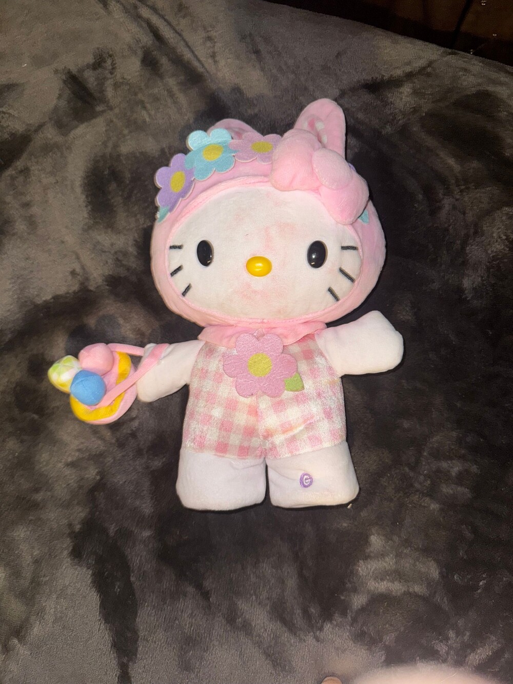 14in Hello Kitty Sanrio musical side stepper floral plush doll